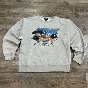 Vintage Y2K 2000 Subway Series Yankees Mets World Series Gray Sweatshirt Medium